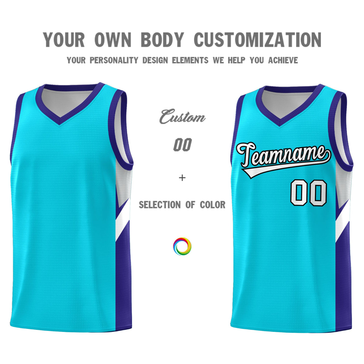 Custom Sky Blue Royal Side Design Sets Sports Uniform Basketball Jersey
