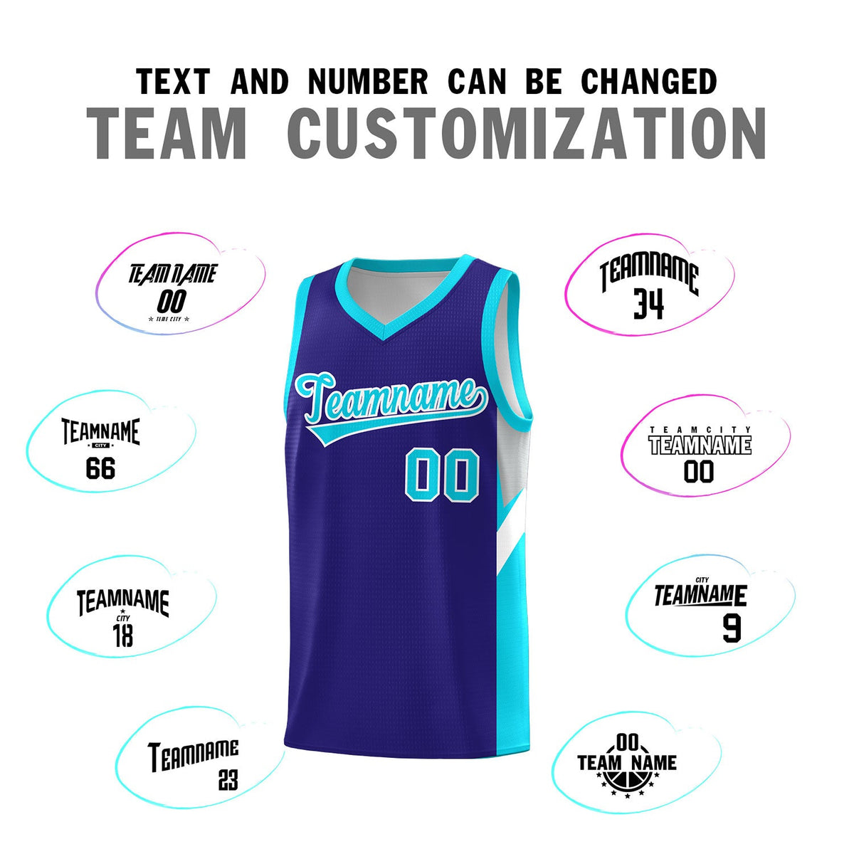 Custom Royal Sky Blue Side Design Sets Sports Uniform Basketball Jersey