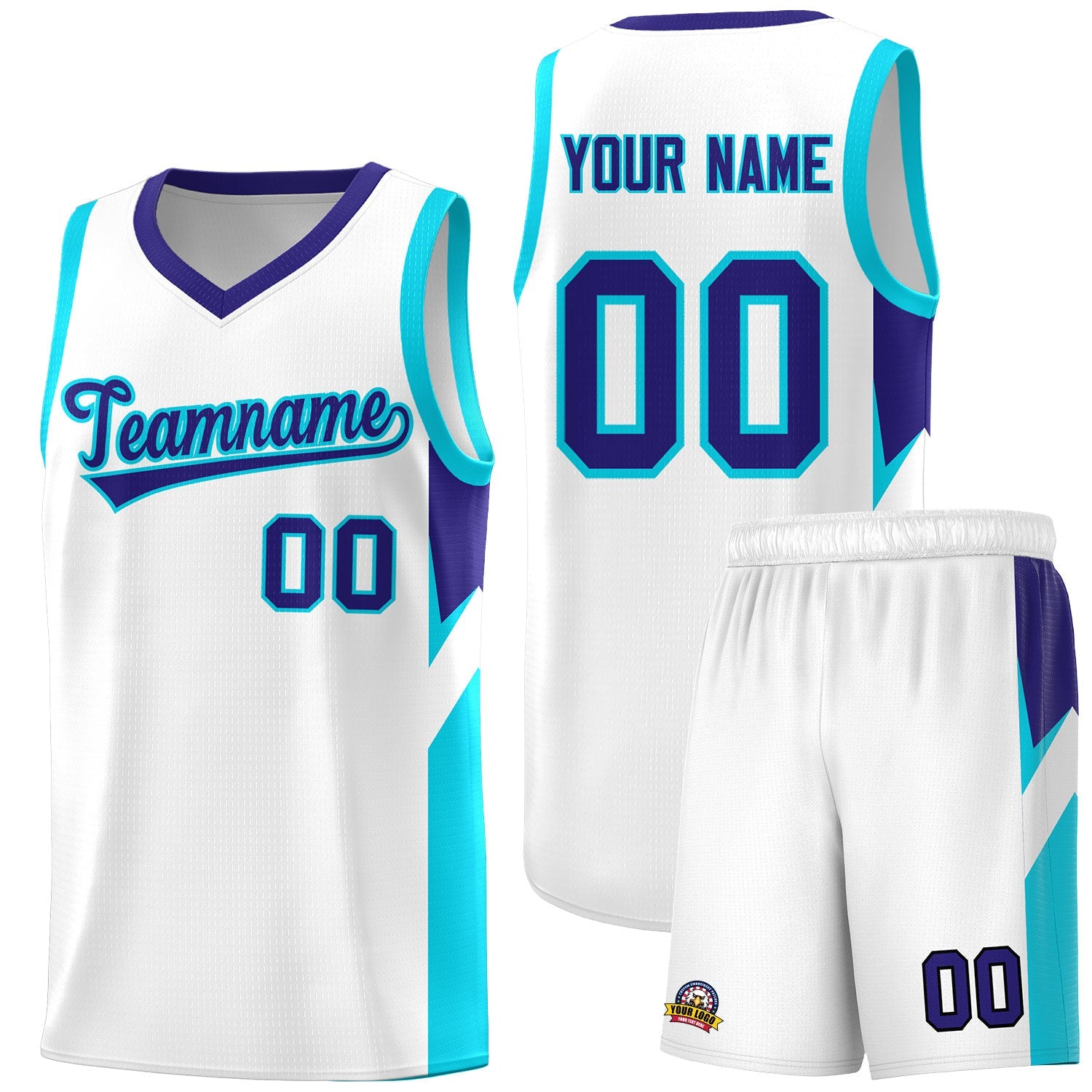 Custom White Royal Side Design Sets Sports Uniform Basketball Jersey