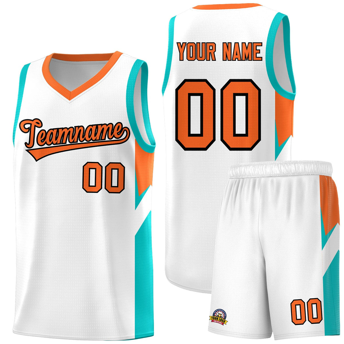 Custom White Orange Side Design Sets Sports Uniform Basketball Jersey