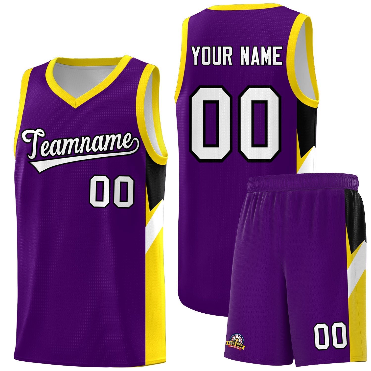 Custom Purple Gold Side Design Sets Sports Uniform Basketball Jersey