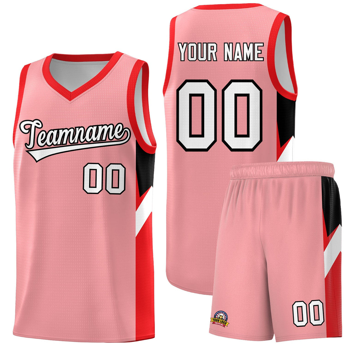 Custom Light Pink Red Side Design Sets Sports Uniform Basketball Jersey