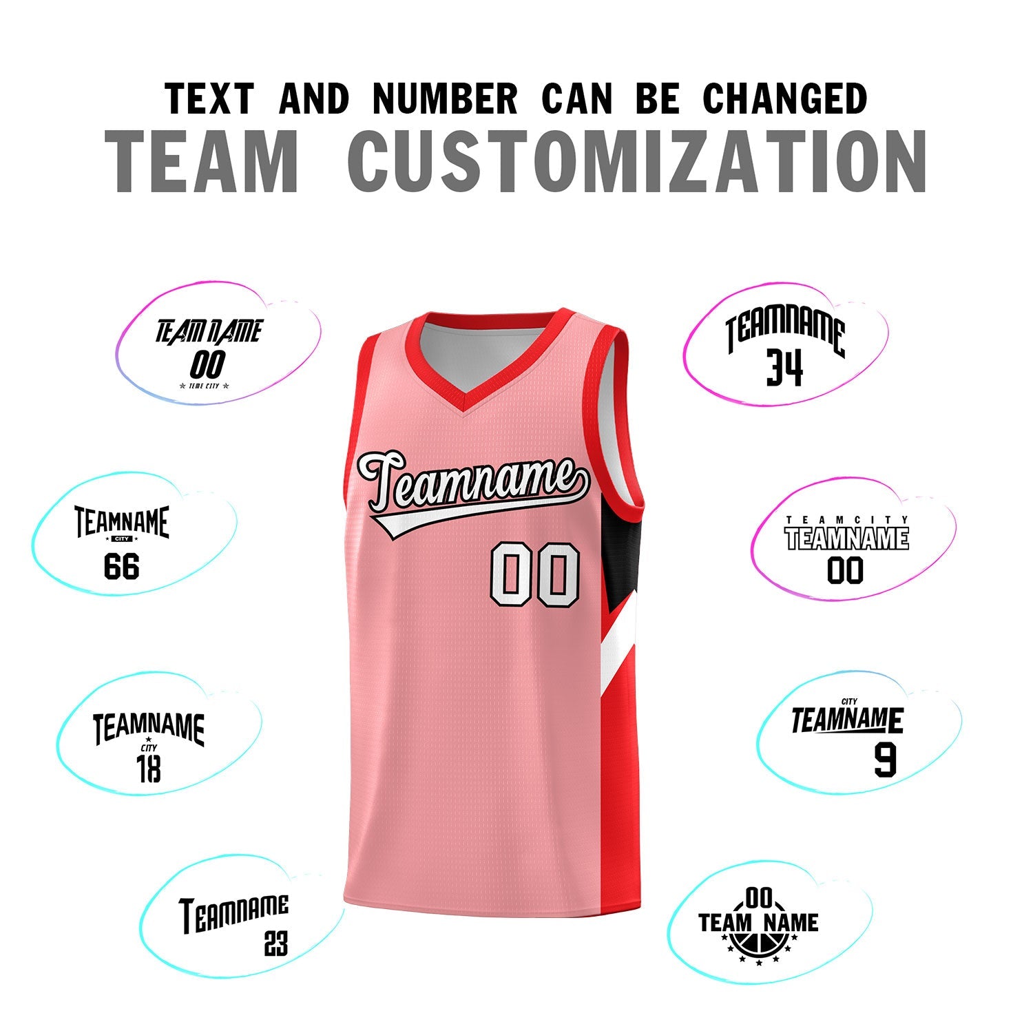 Custom Light Pink Red Side Design Sets Sports Uniform Basketball Jersey