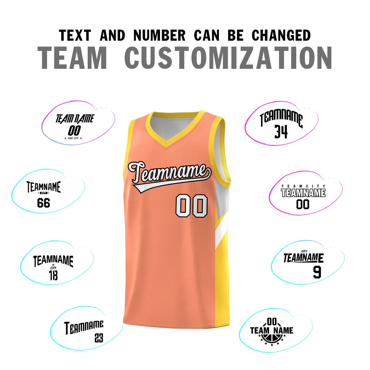 Custom Orange Gold Side Design Sets Sports Uniform Basketball Jersey