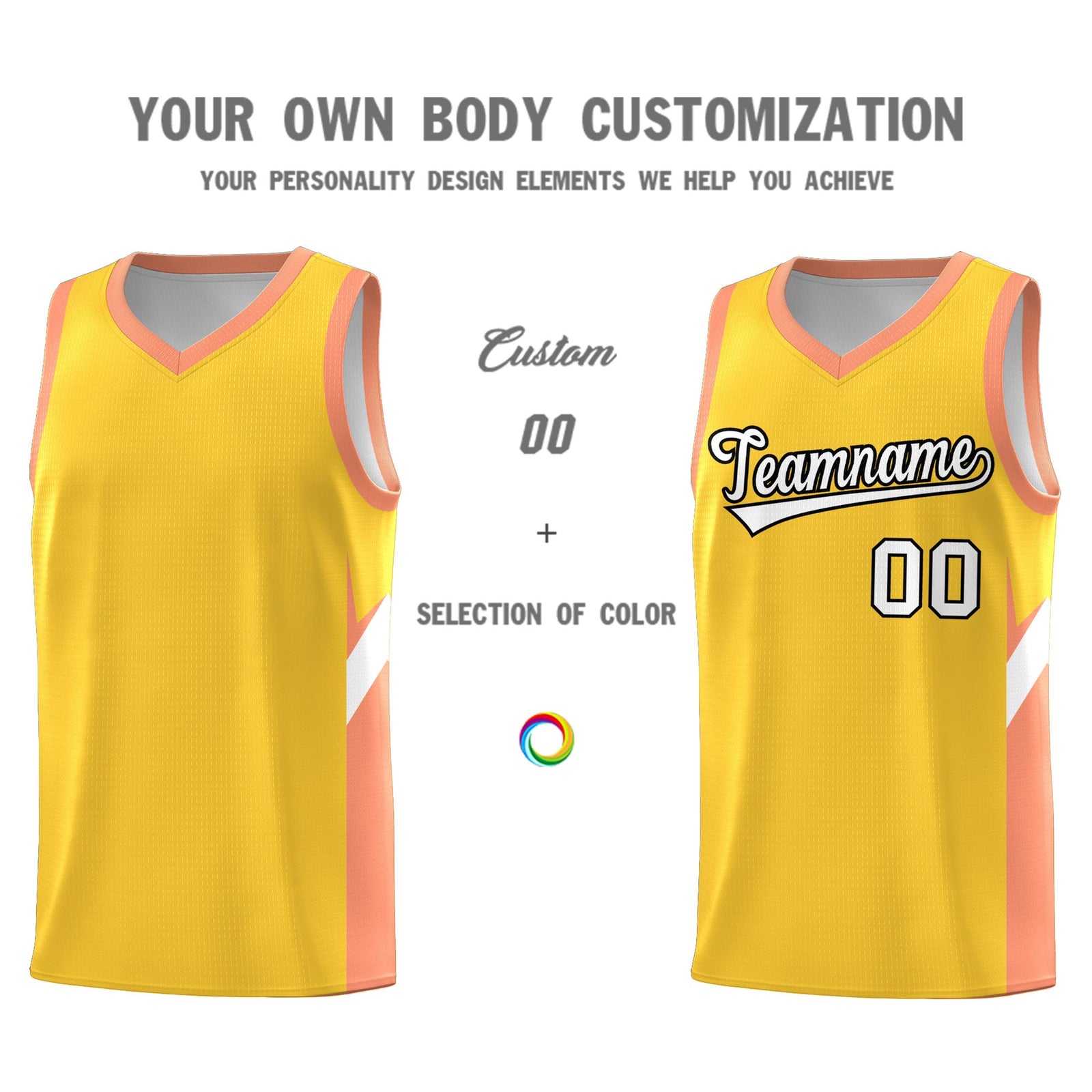 Custom Gold Orange Side Design Sets Sports Uniform Basketball Jersey