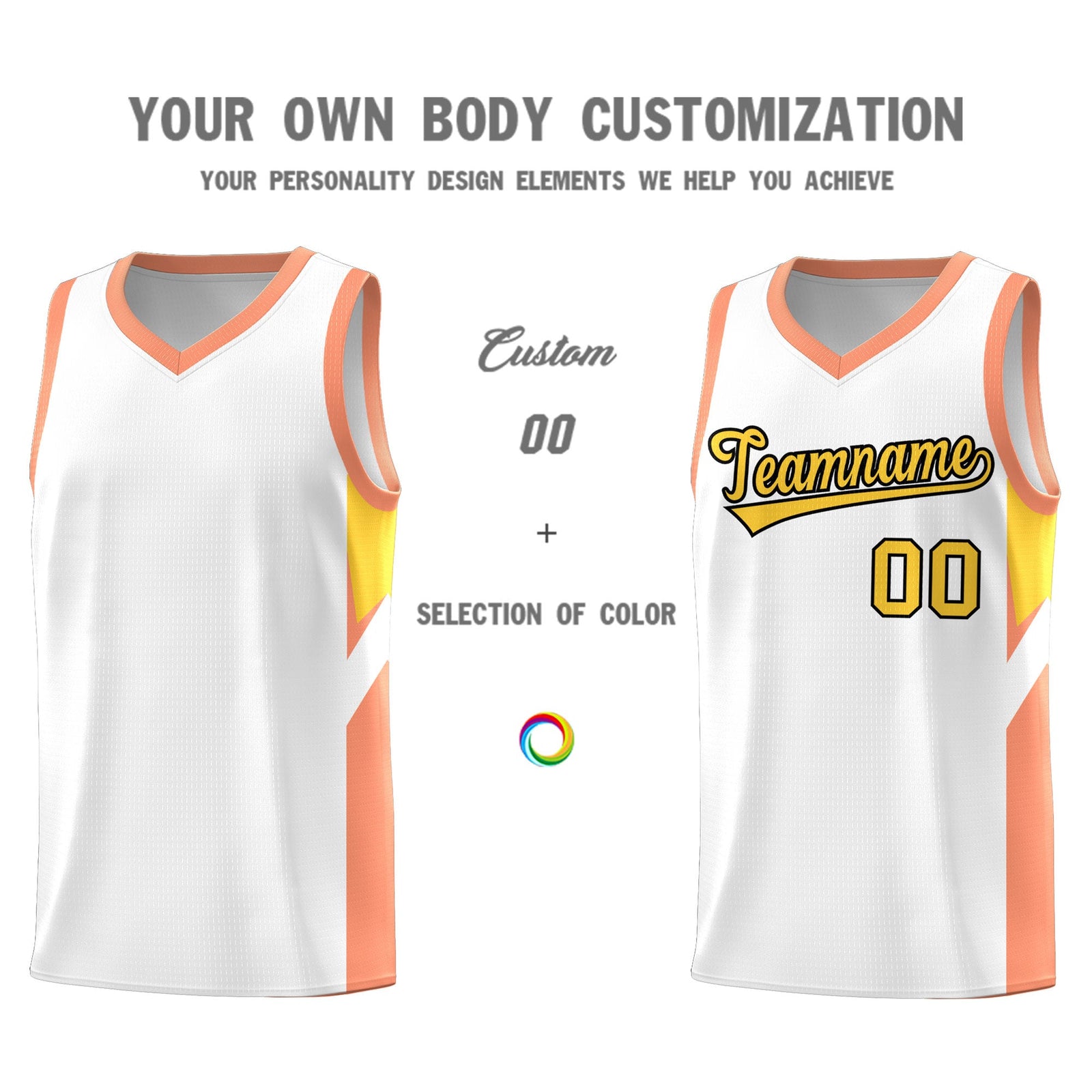 Custom White Orange Side Design Sets Sports Uniform Basketball Jersey