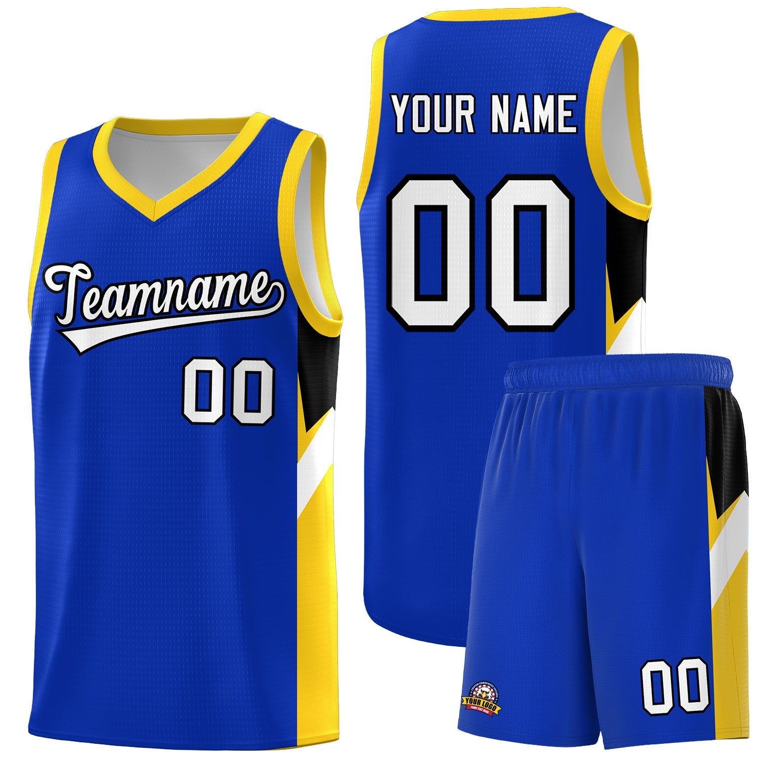 Custom Royal Gold Side Design Sets Sports Uniform Basketball Jersey