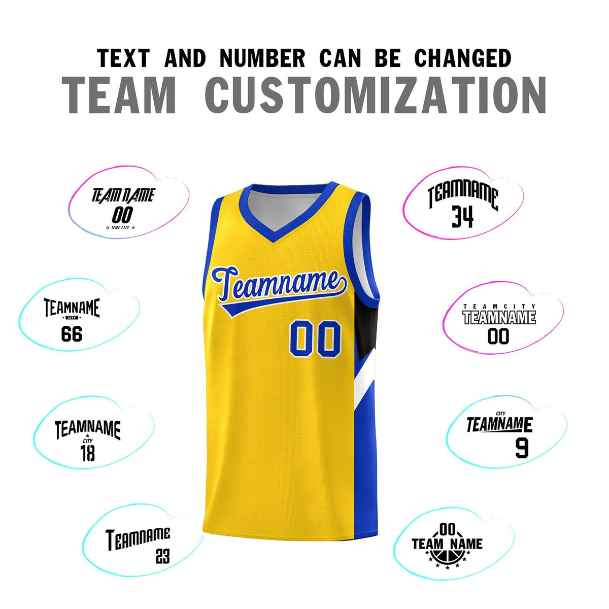 Custom Gold Royal Side Design Sets Sports Uniform Basketball Jersey