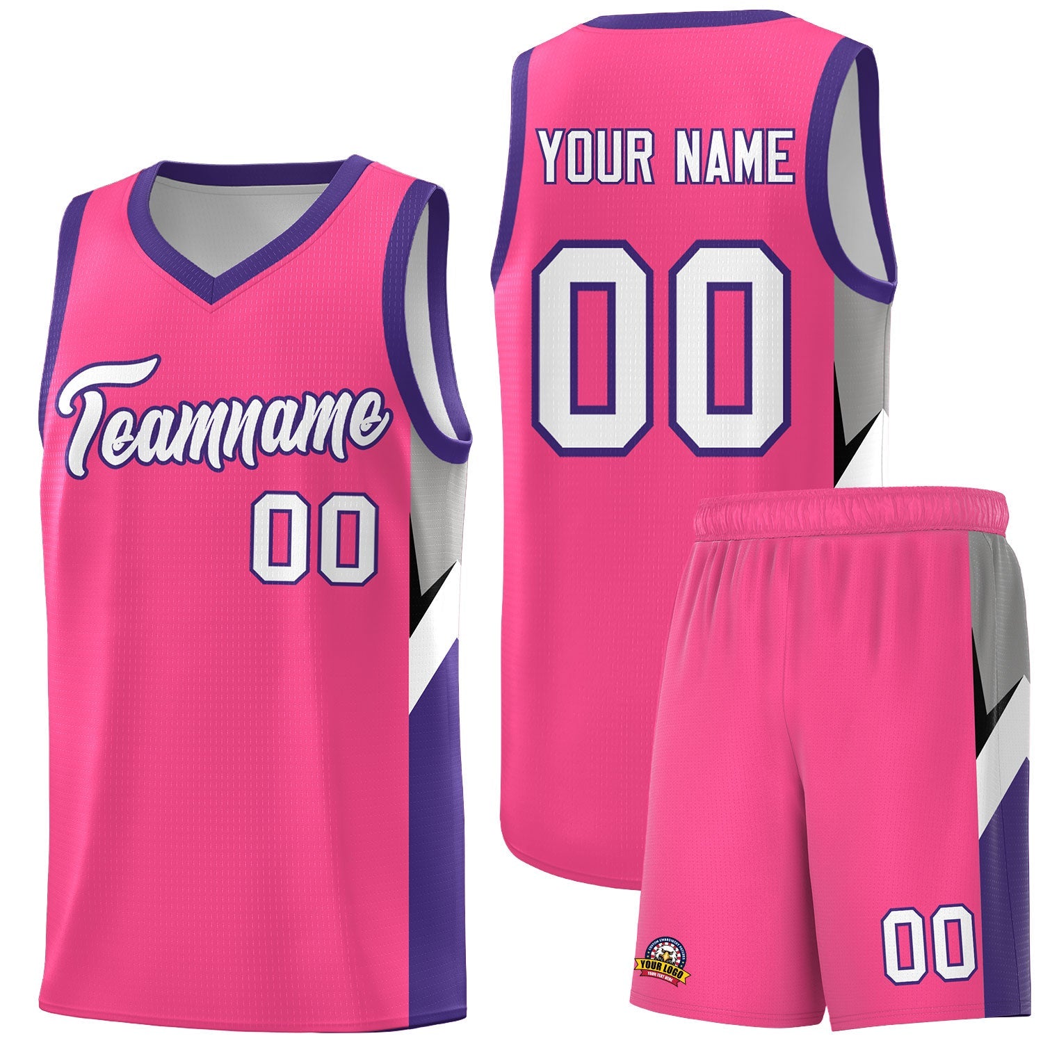 Custom Pink Purple Side Design Sets Sports Uniform Basketball Jersey