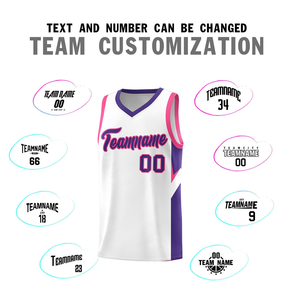 Custom White Purple Side Design Sets Sports Uniform Basketball Jersey