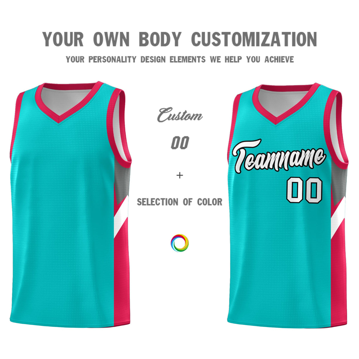 Custom Aqua Red Side Design Sets Sports Uniform Basketball Jersey