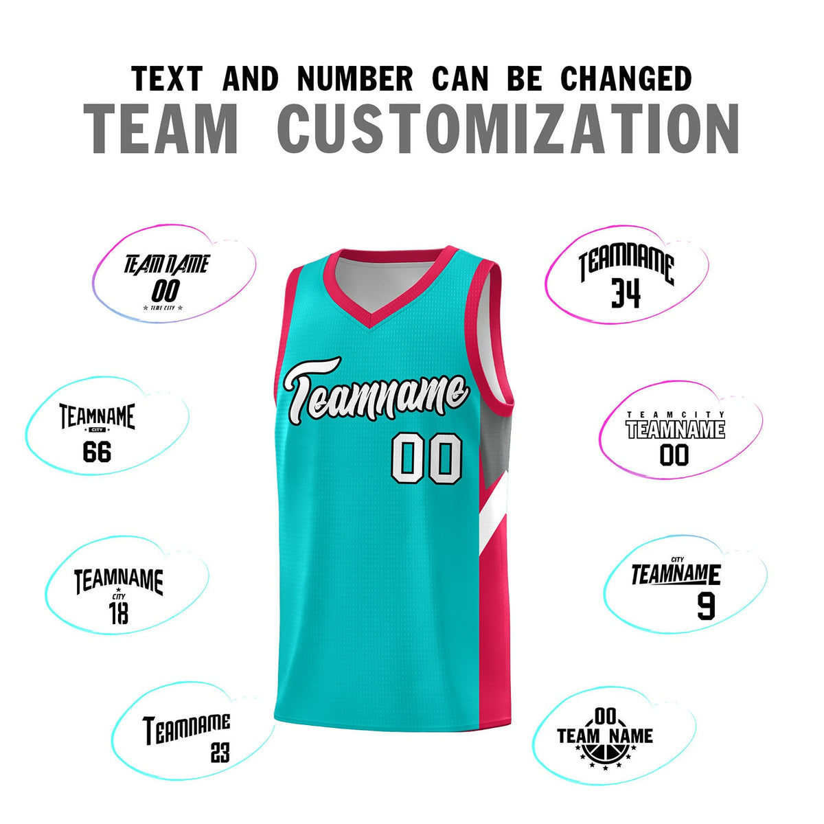 Custom Aqua Red Side Design Sets Sports Uniform Basketball Jersey