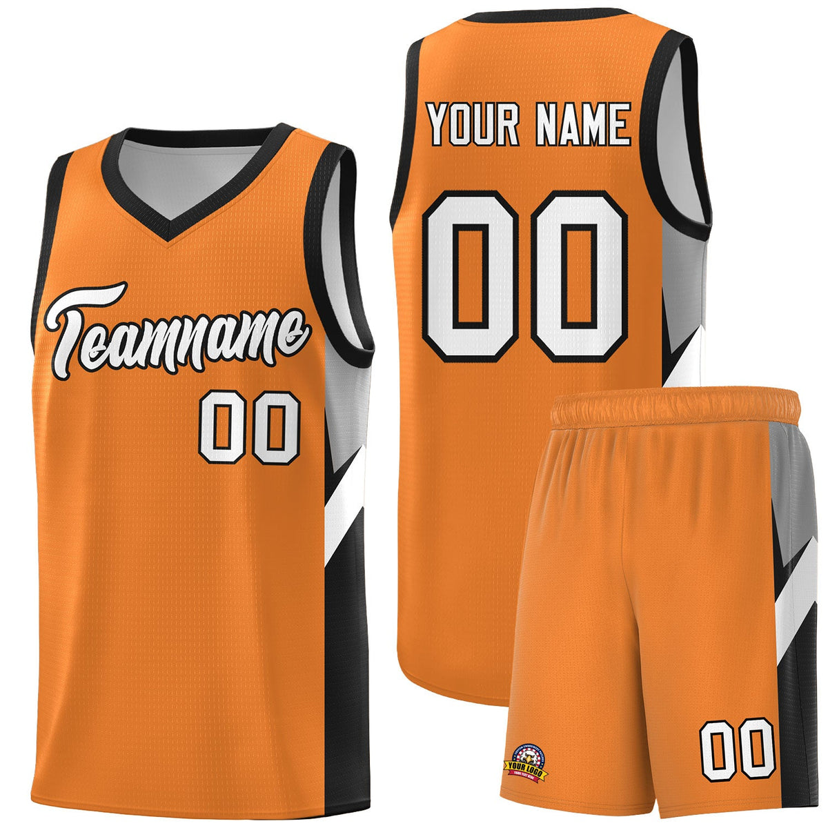 Custom Gold Orange Black Side Design Sets Sports Uniform Basketball Jersey