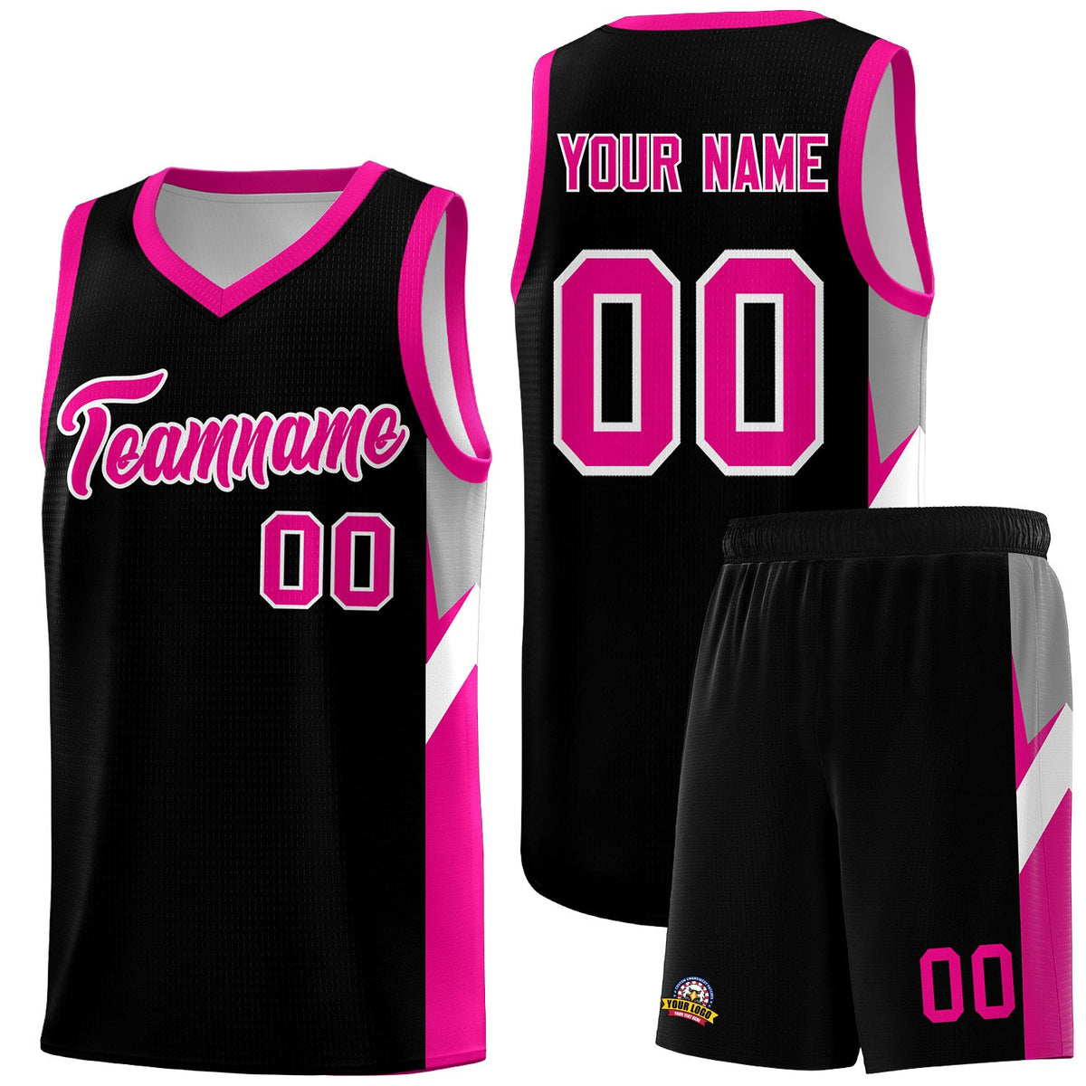 Custom Black Pink Side Design Sets Sports Uniform Basketball Jersey