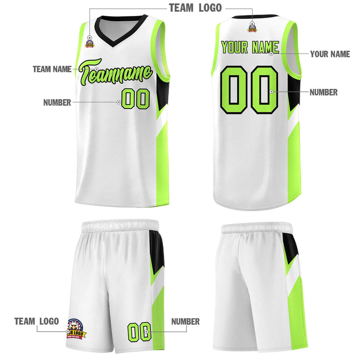 Custom White Black Side Design Sets Sports Uniform Basketball Jersey
