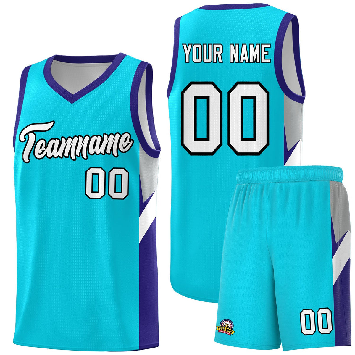 Custom Sky Blue Royal Side Design Sets Sports Uniform Basketball Jersey
