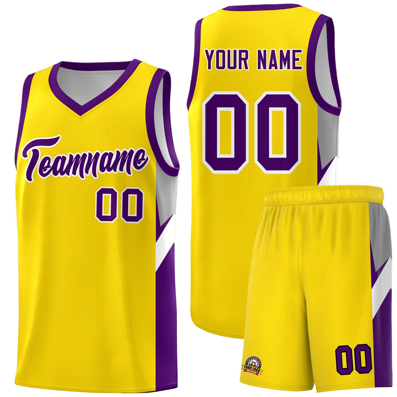 Custom Gold Purple Side Design Sets Sports Uniform Basketball Jersey