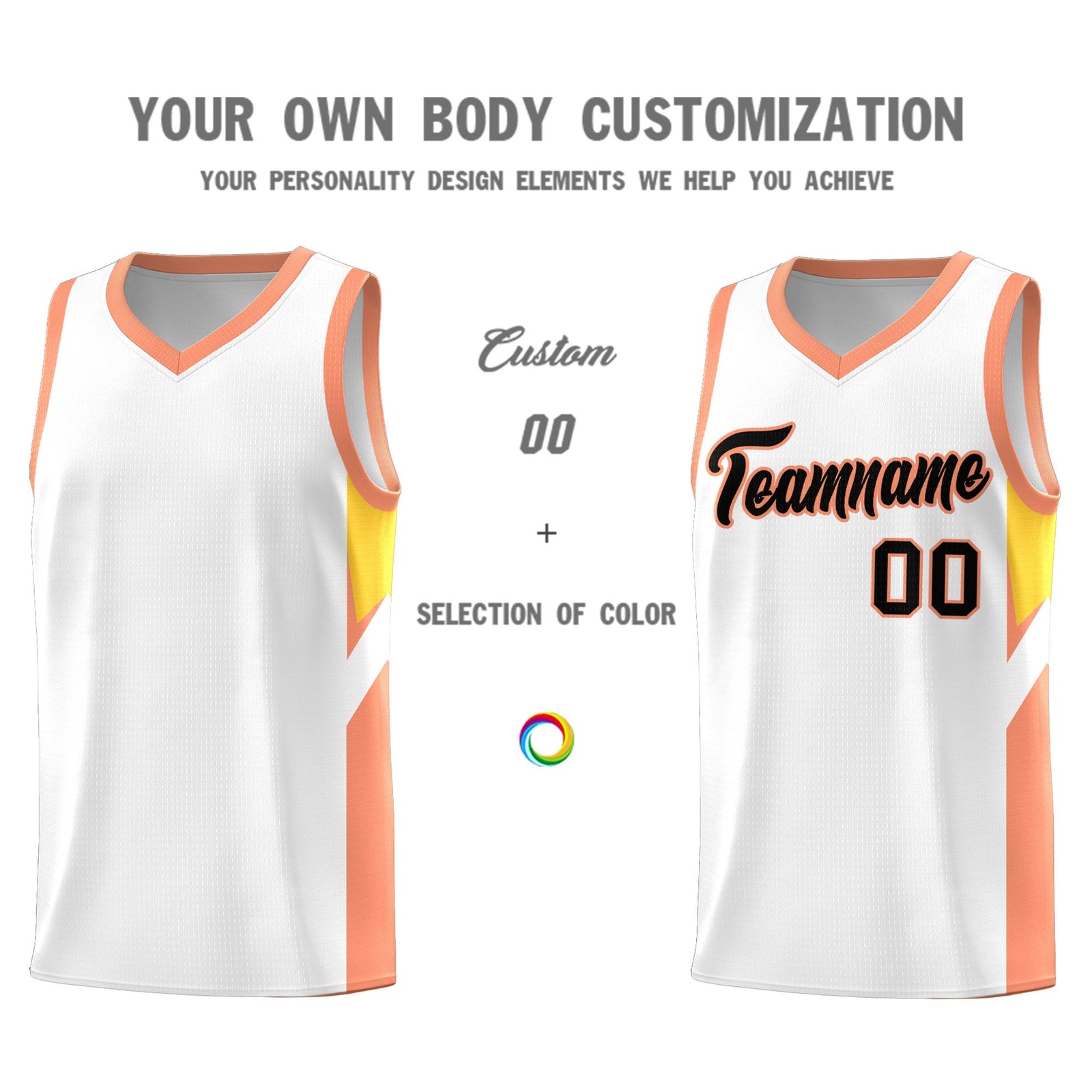 Custom White Orange Side Design Sets Sports Uniform Basketball Jersey