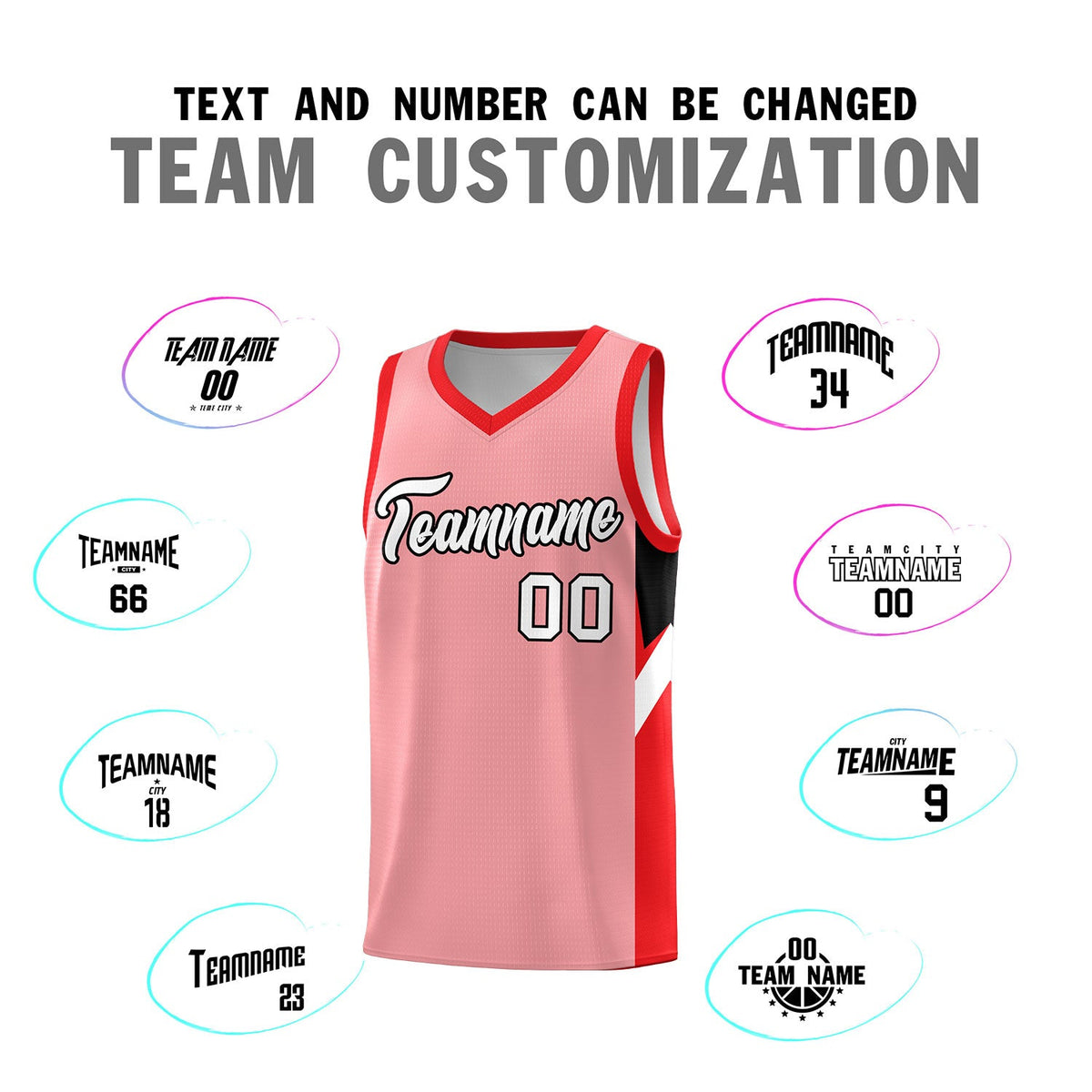 Custom Light Pink Red Side Design Sets Sports Uniform Basketball Jersey