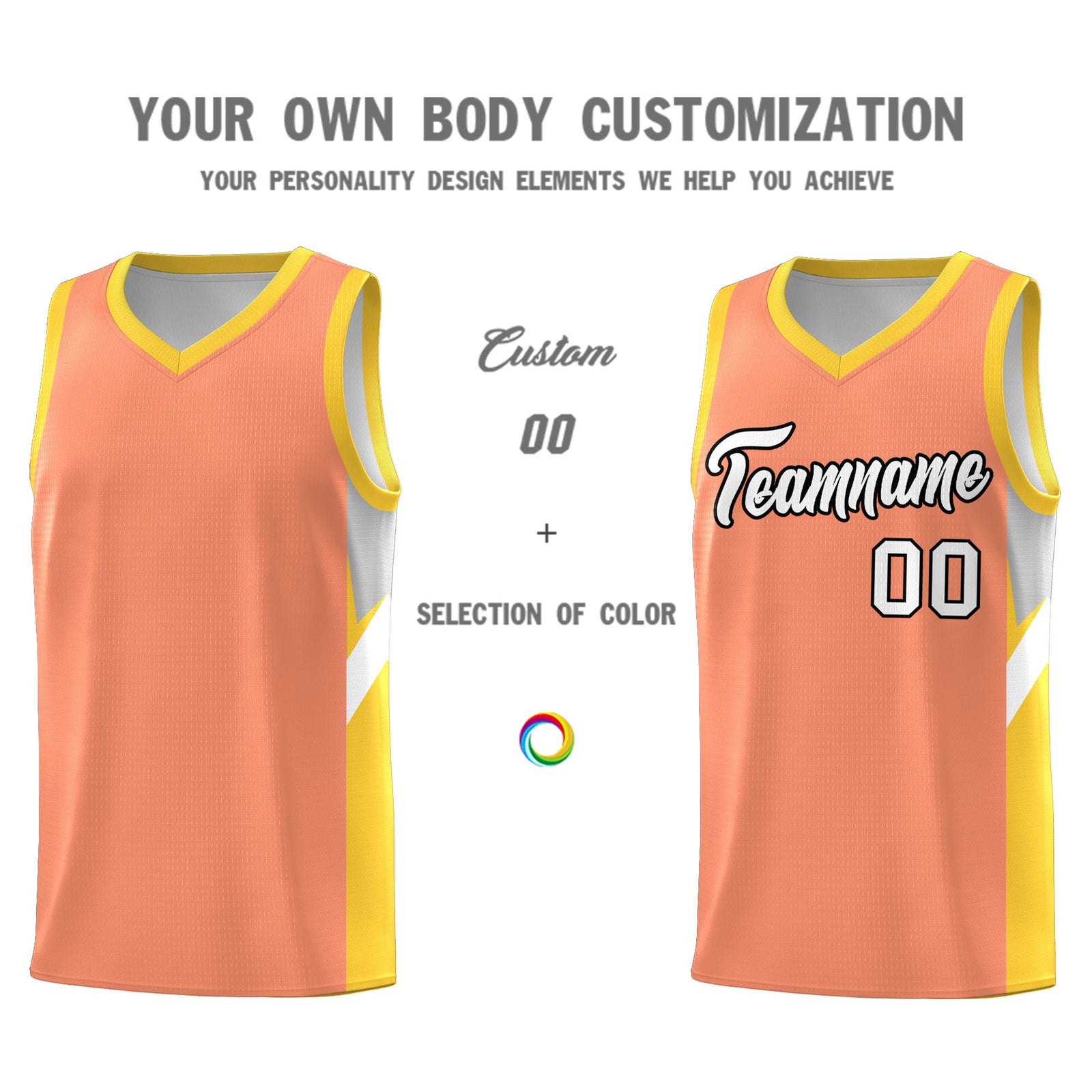 Custom Orange Gold Side Design Sets Sports Uniform Basketball Jersey