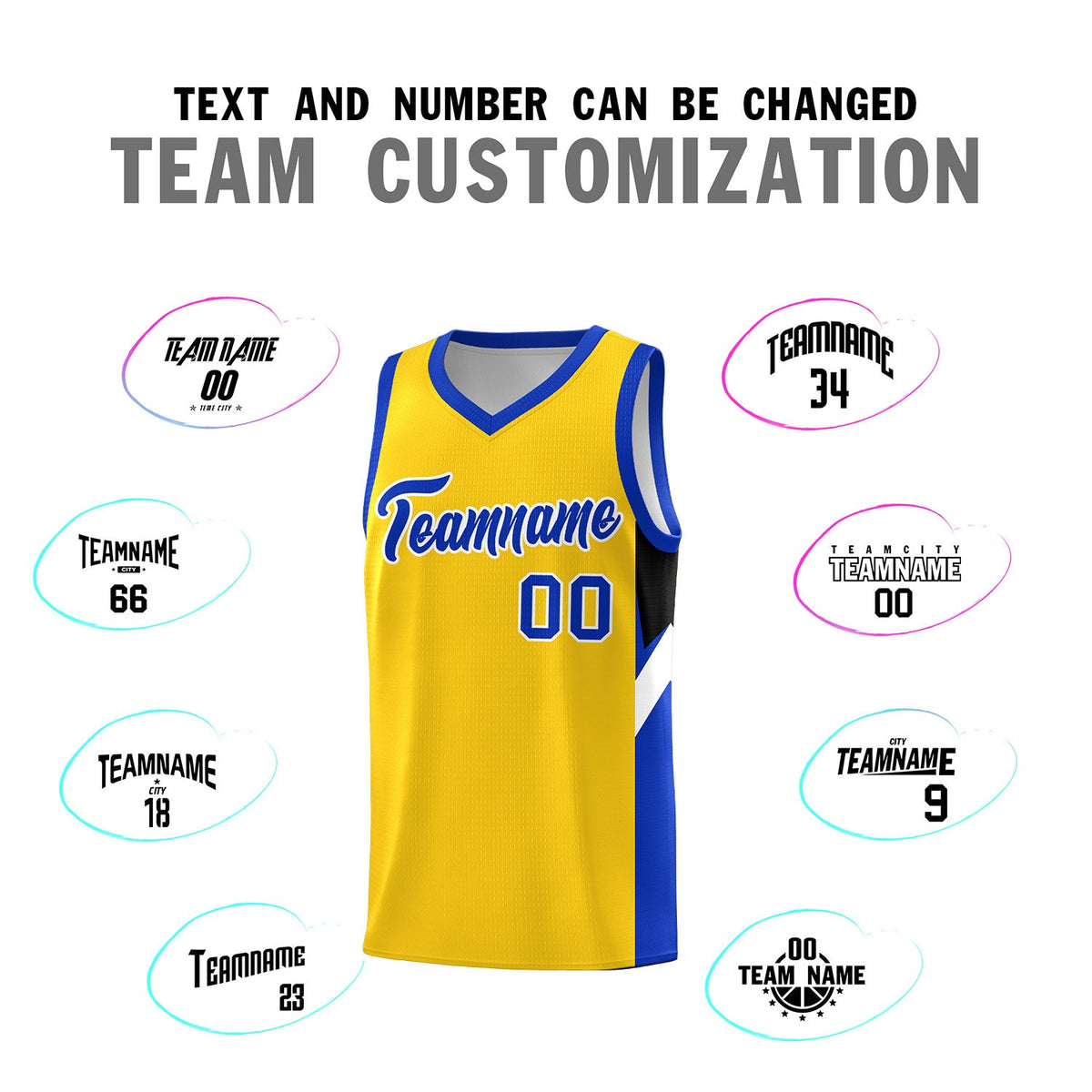 Custom Gold Royal Side Design Sets Sports Uniform Basketball Jersey