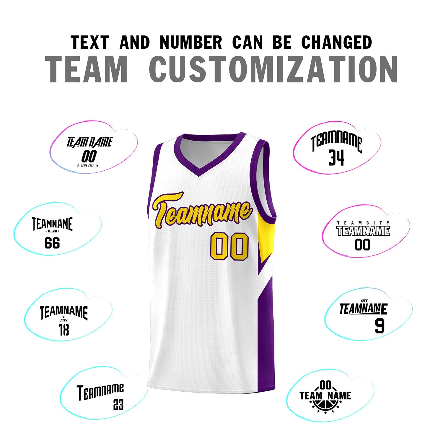 Custom White Purple Side Design Sets Sports Uniform Basketball Jersey
