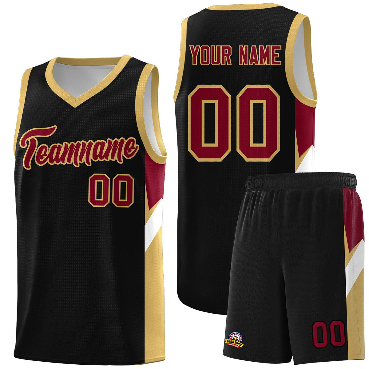 Custom Black Old Gold Side Design Sets Sports Uniform Basketball Jersey