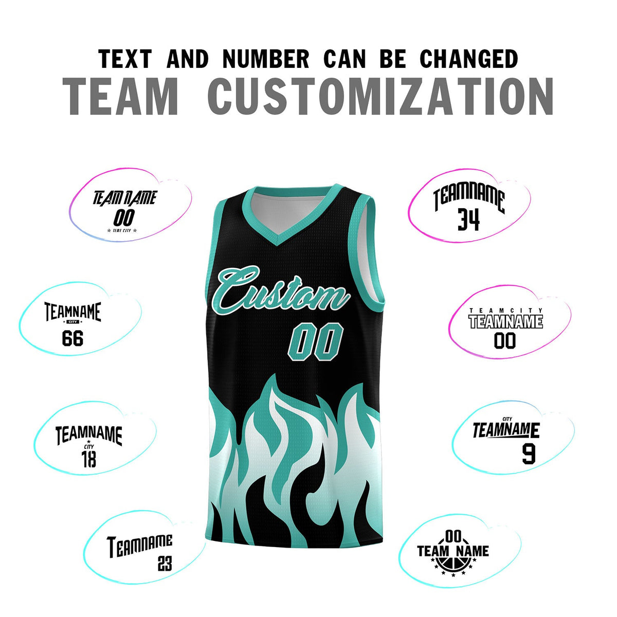 Custom Black Bright Green Hem Flame Pattern Fashion Sports Uniform Basketball jersey