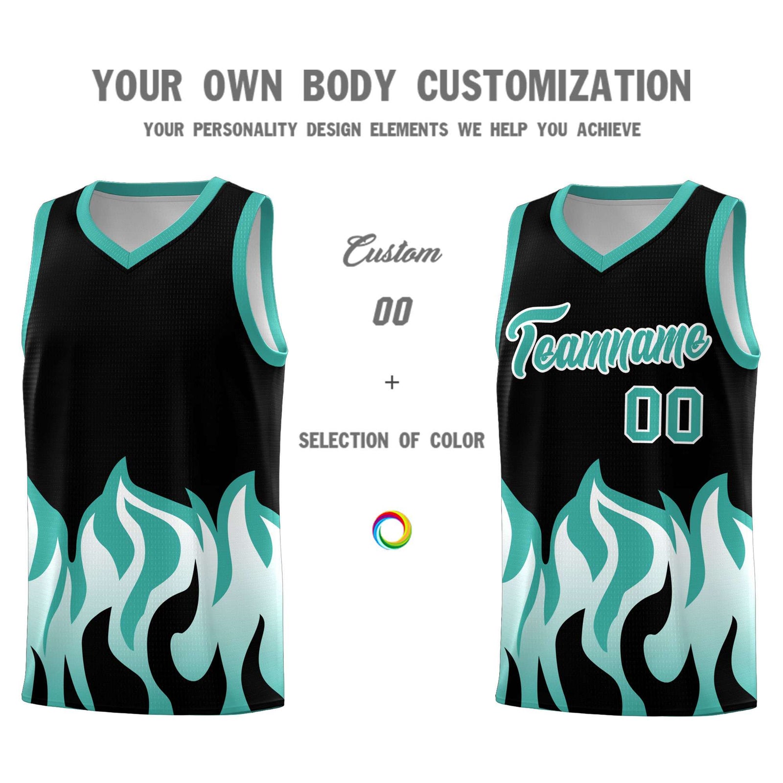 Custom Black Bright Green Hem Flame Pattern Fashion Sports Uniform Basketball jersey