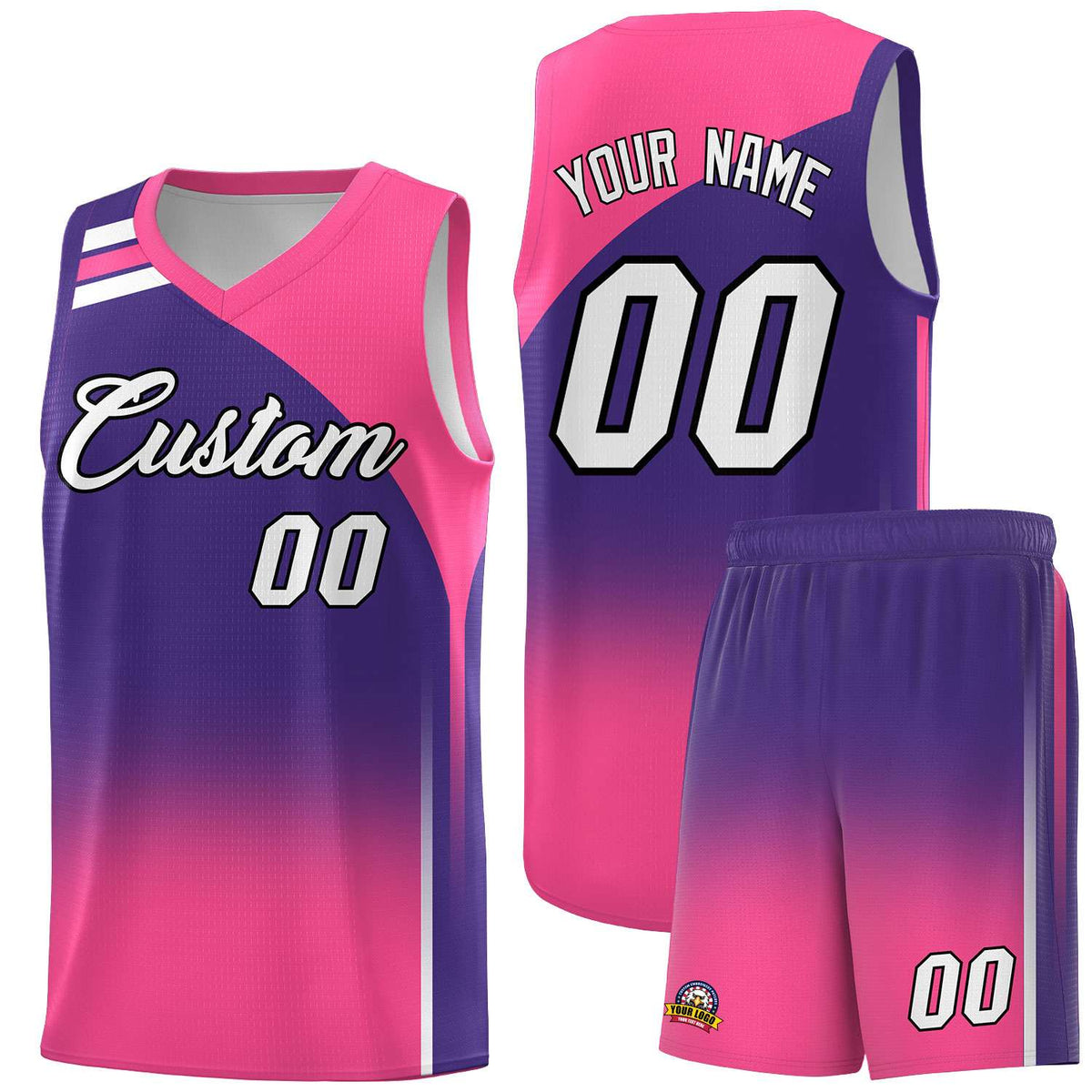 Custom Purple and Pink Gradient Fashion Sets Sports Uniform Basketball Jersey