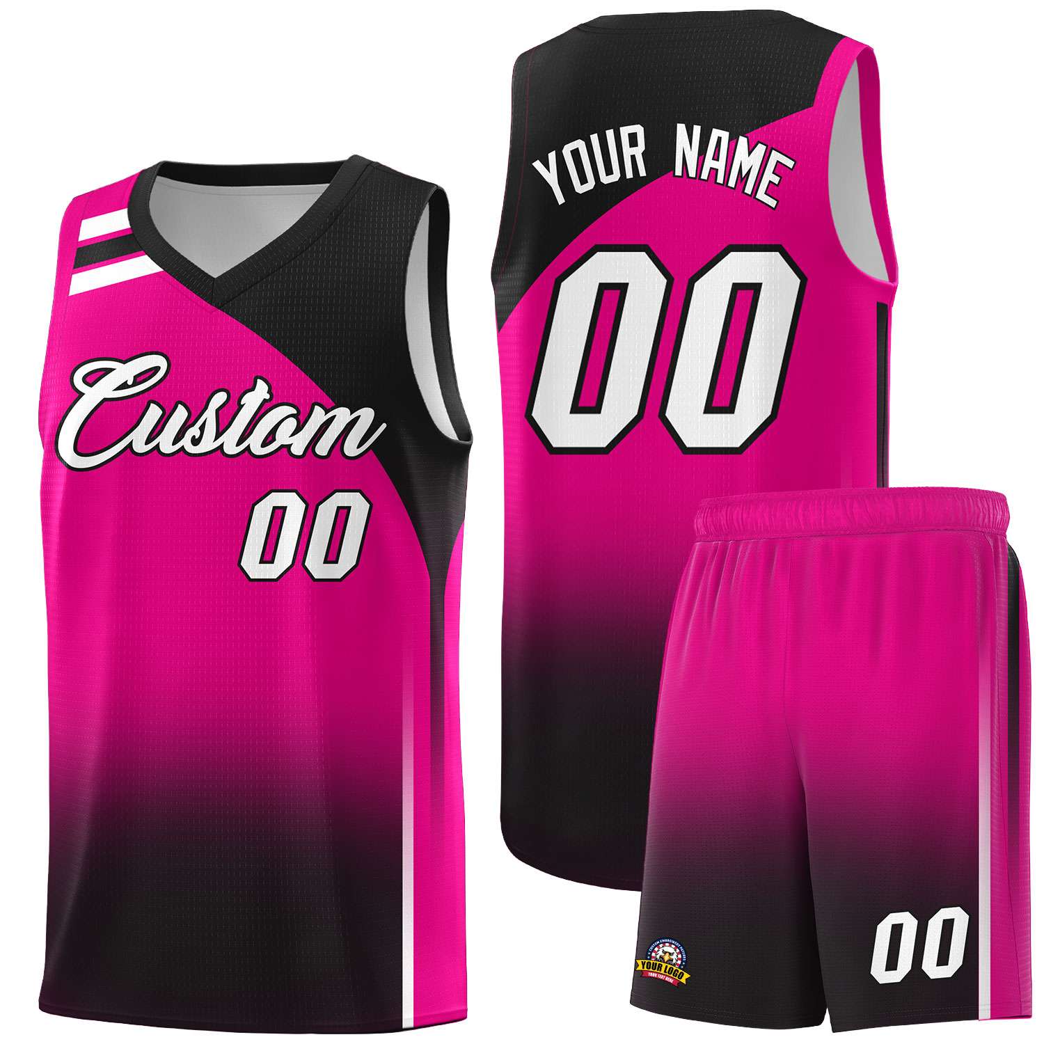 Custom Pink and Black Gradient Fashion Sets Sports Uniform Basketball Jersey