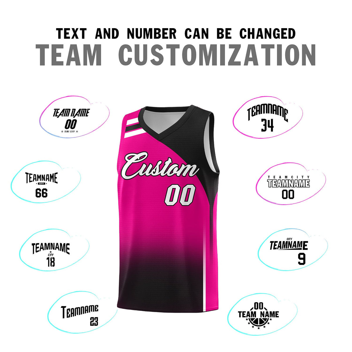 Custom Pink Black Gradient Fashion Sets Sports Uniform Basketball Jersey