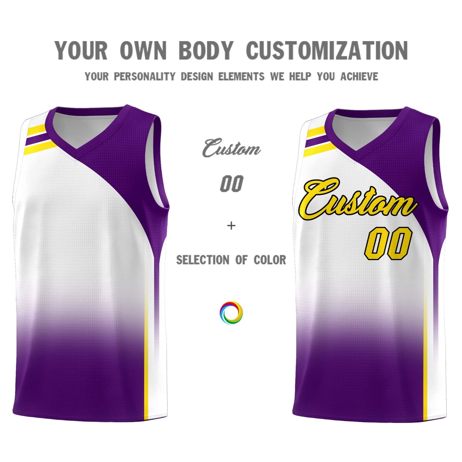 Custom White Purple Gradient Fashion Sets Sports Uniform Basketball Jersey
