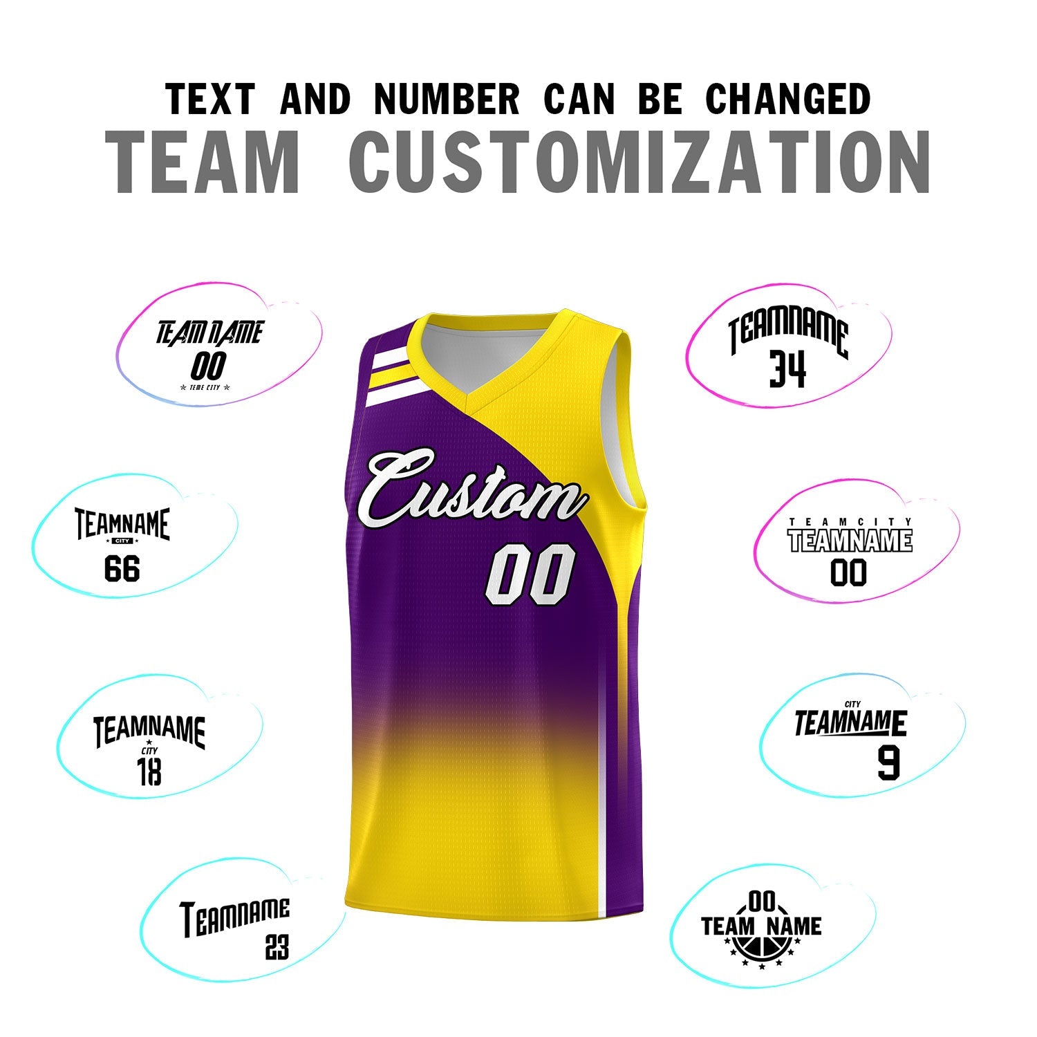 Custom Purple Gold Gradient Fashion Sets Sports Uniform Basketball Jersey