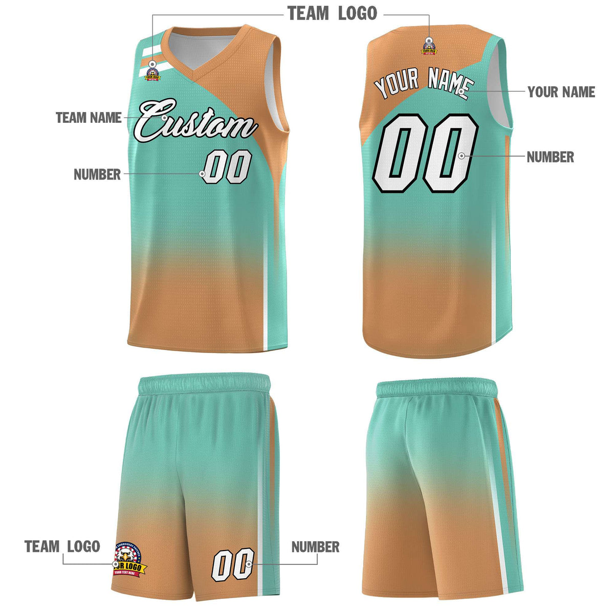 Custom Navy Buckskin Brown Gradient Fashion Sets Sports Uniform Basketball Jersey