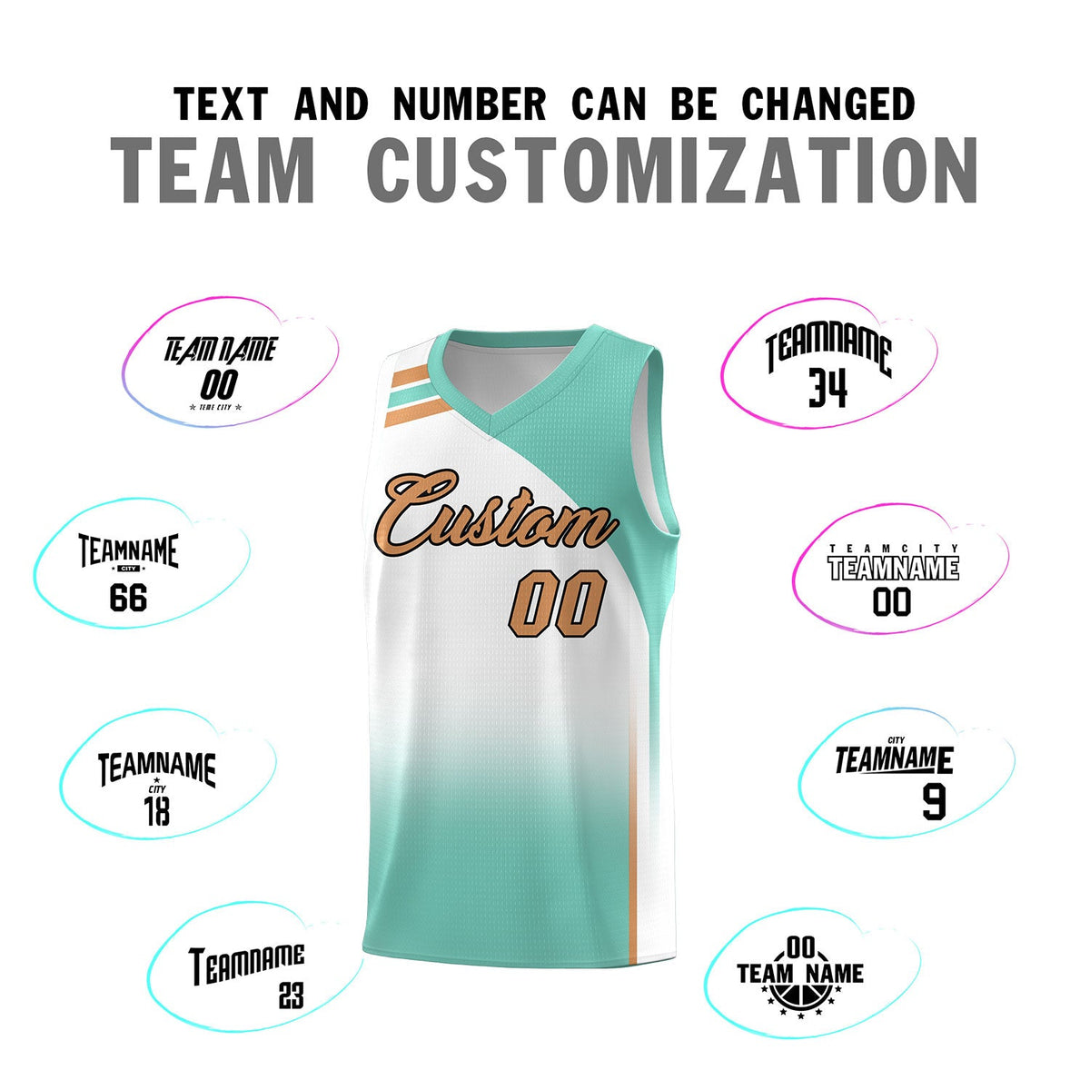 Custom White Bright Green Gradient Fashion Sets Sports Uniform Basketball Jersey