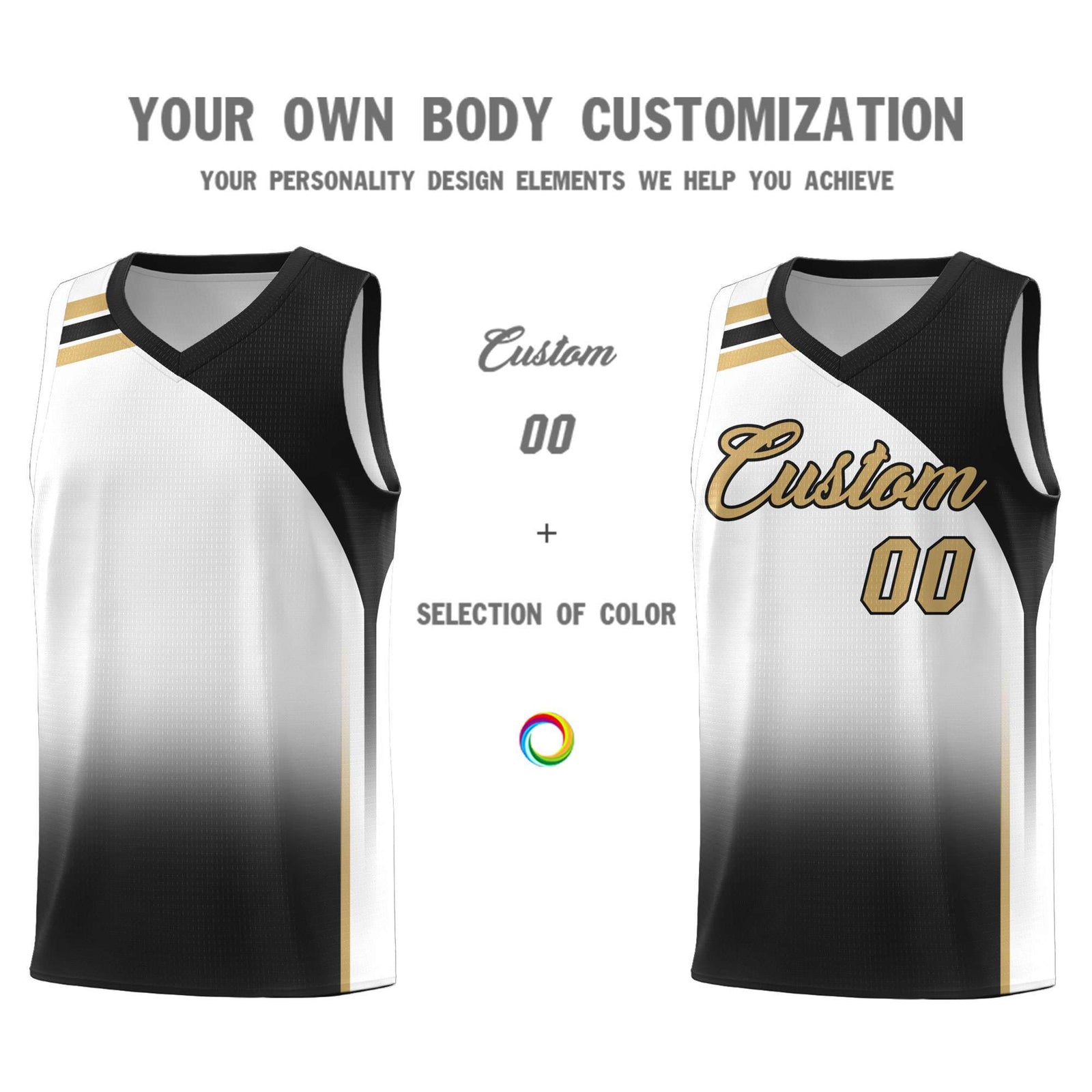 Custom White Black Gradient Fashion Sets Sports Uniform Basketball Jersey