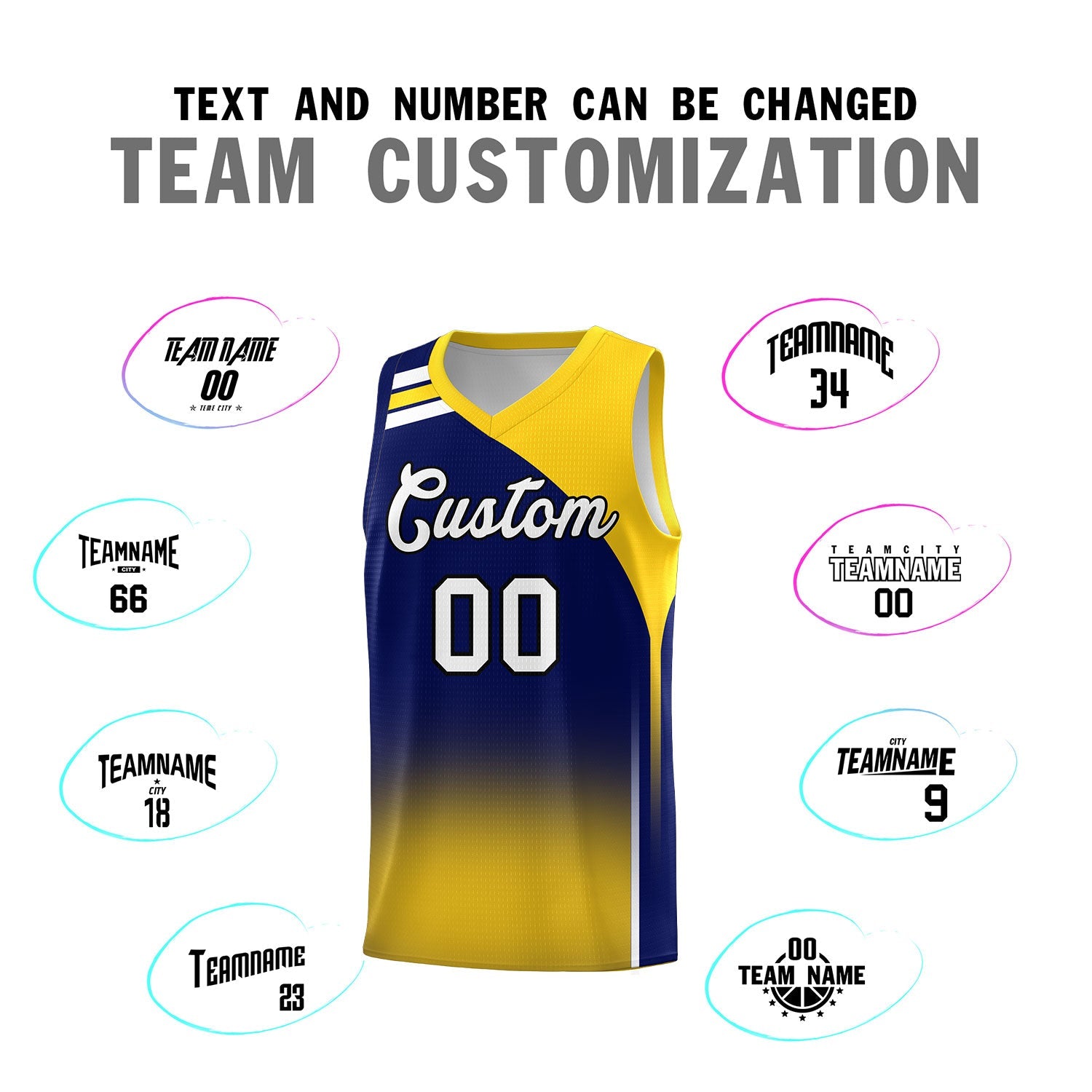 Custom Navy Gold Gradient Fashion Sets Sports Uniform Basketball Jersey