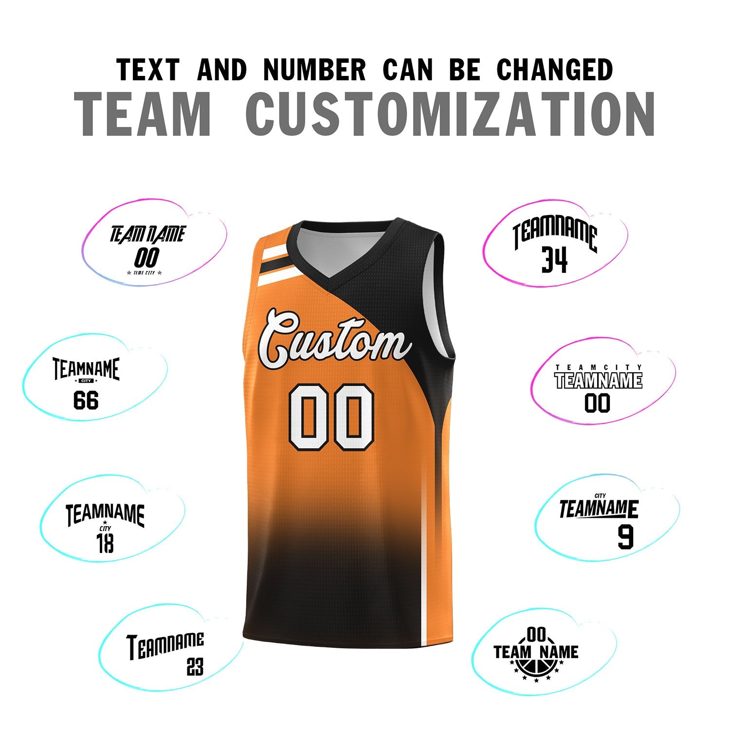 Custom Gold Orange Black Gradient Fashion Sets Sports Uniform Basketball Jersey