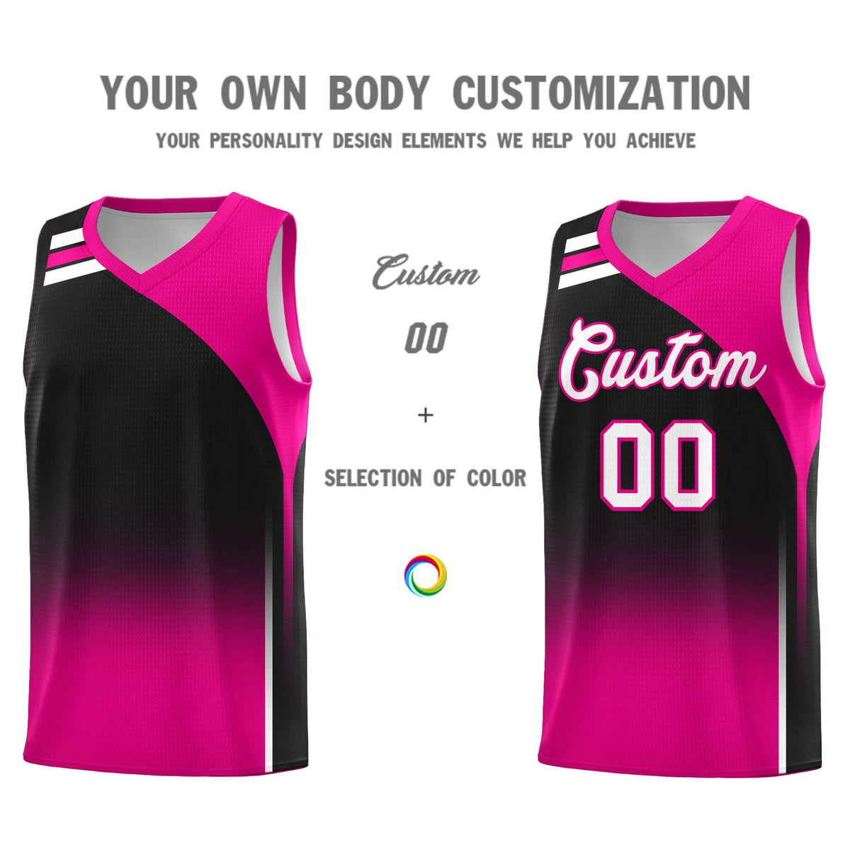 Custom Black Pink Gradient Fashion Sets Sports Uniform Basketball Jersey