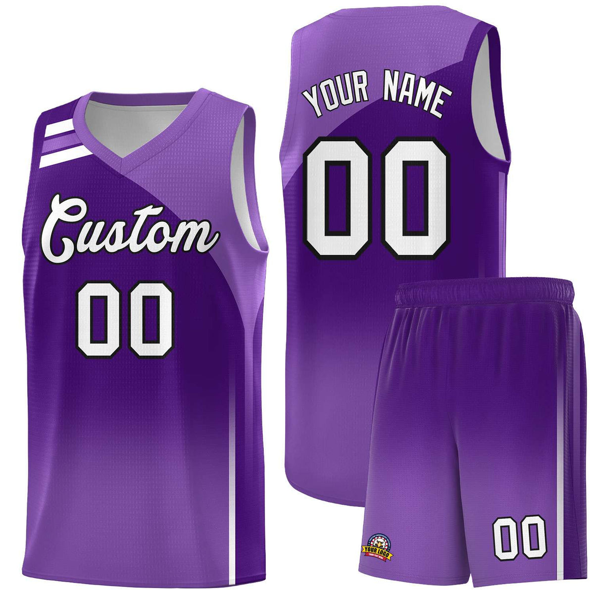 Custom Purple Purple Gradient Fashion Sets Sports Uniform Basketball Jersey