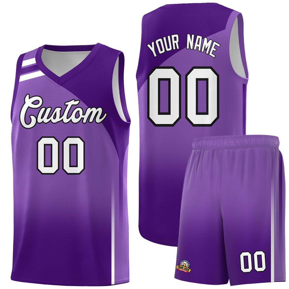 Custom Purple Purple Gradient Fashion Sets Sports Uniform Basketball Jersey