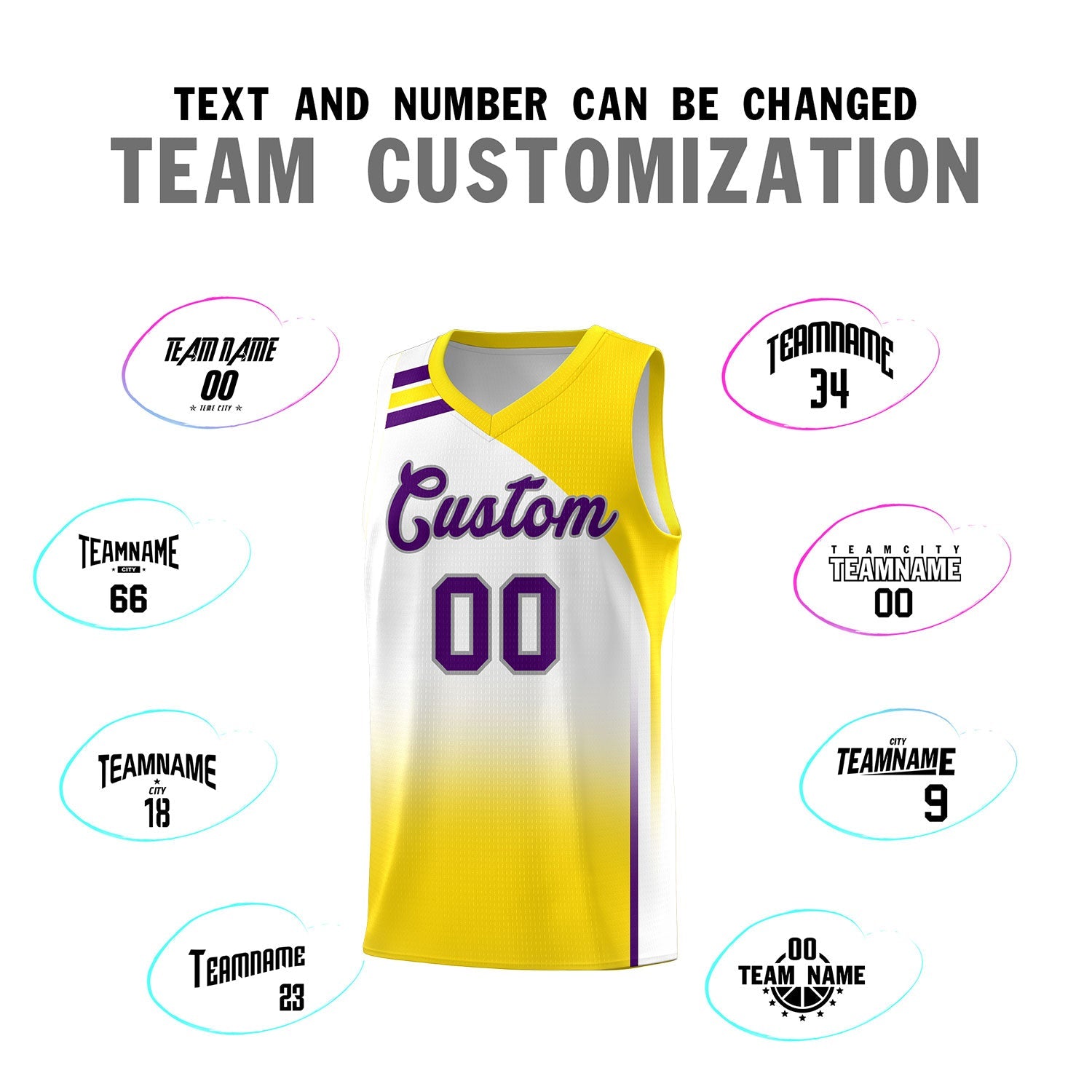 Custom White Gold Gradient Fashion Sets Sports Uniform Basketball Jersey