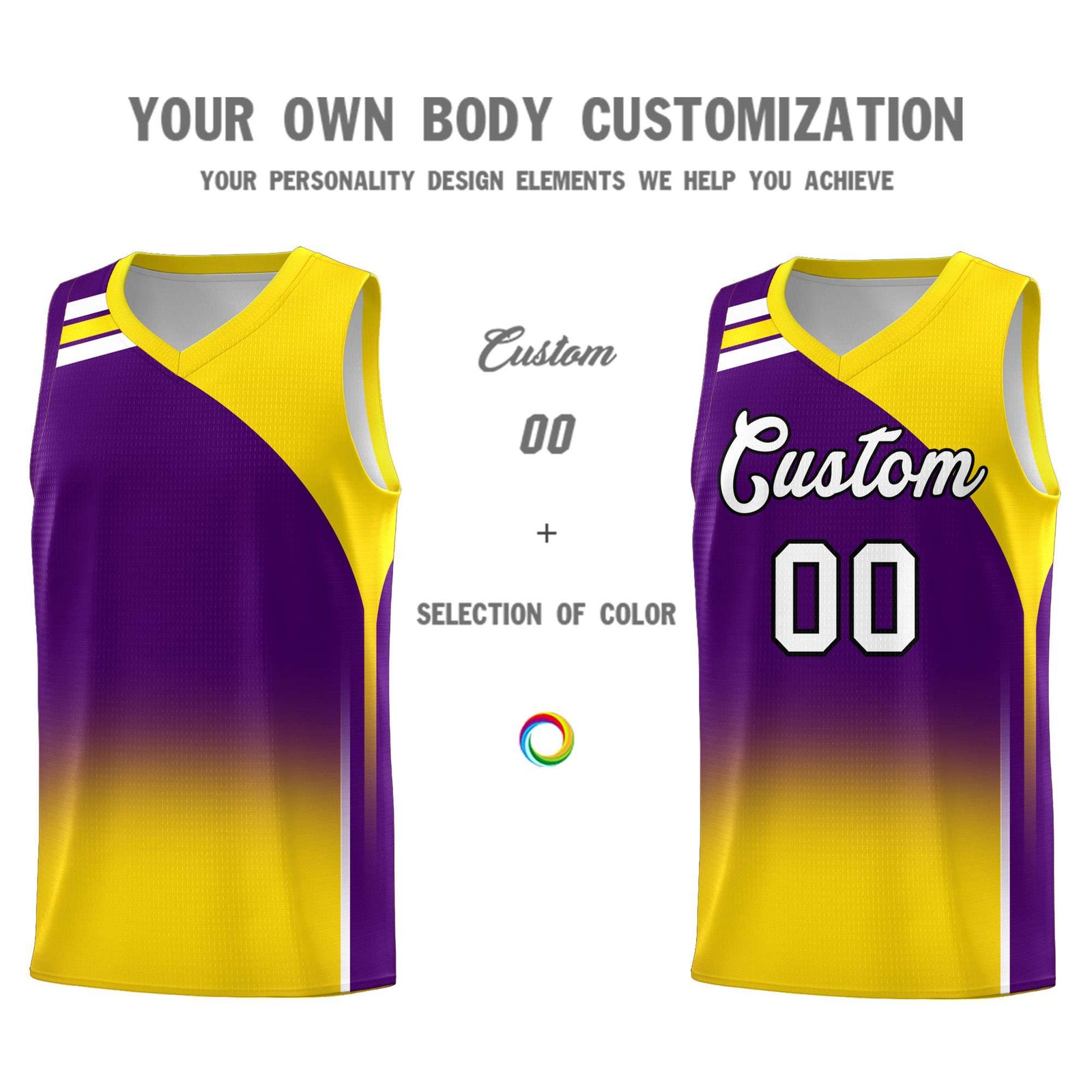 Custom Purple Gold Gradient Fashion Sets Sports Uniform Basketball Jersey