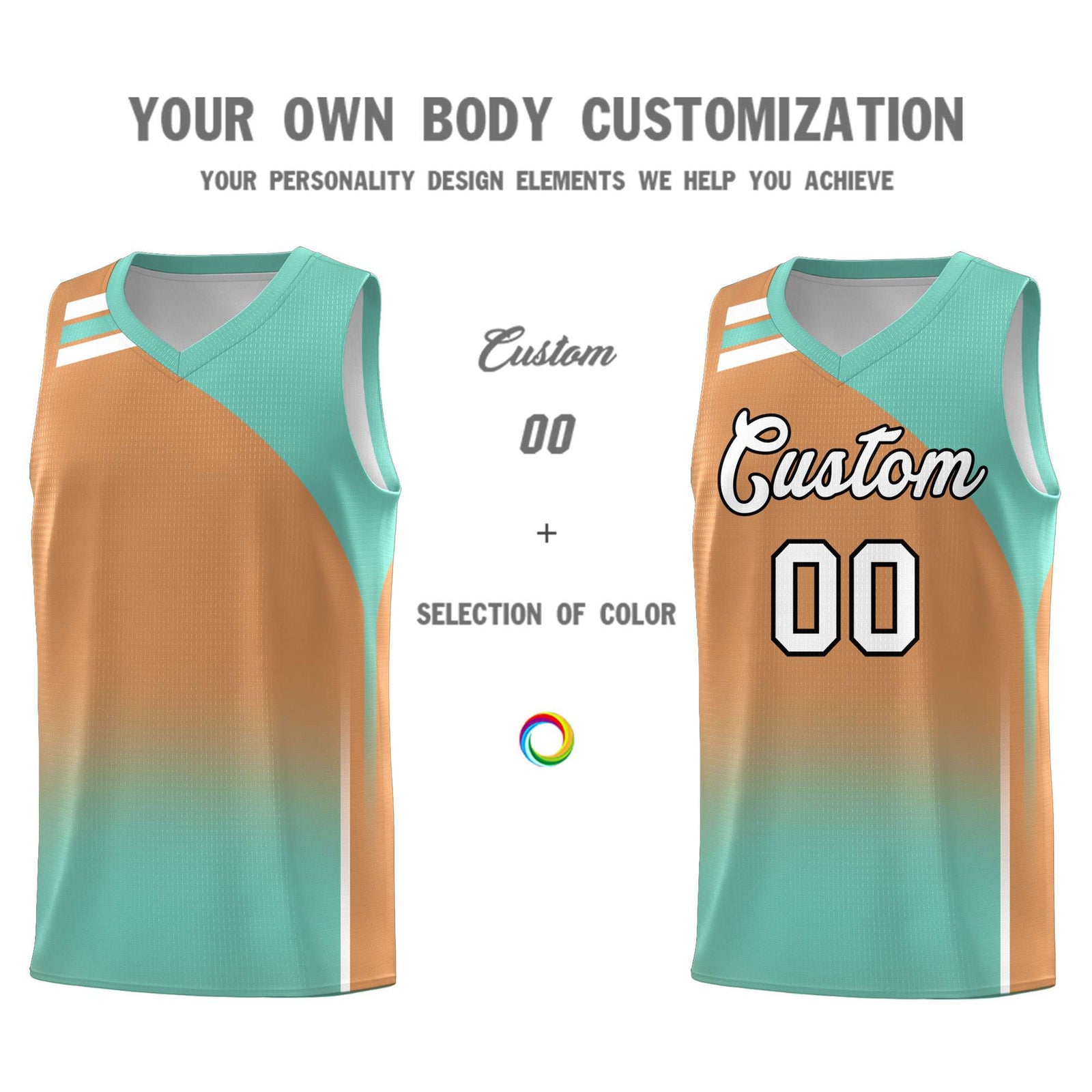 Custom Buckskin Brown Bright Green Gradient Fashion Sets Sports Uniform Basketball Jersey