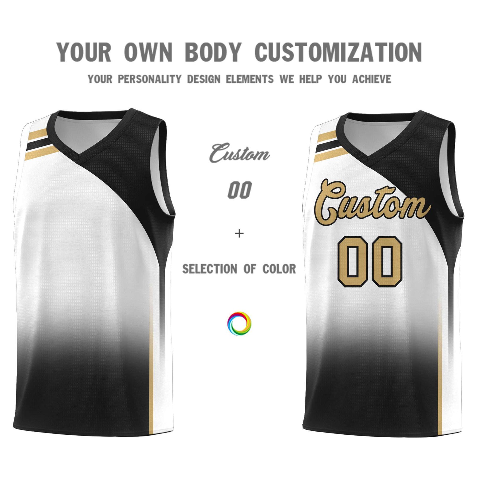 Custom White Black Gradient Fashion Sets Sports Uniform Basketball Jersey