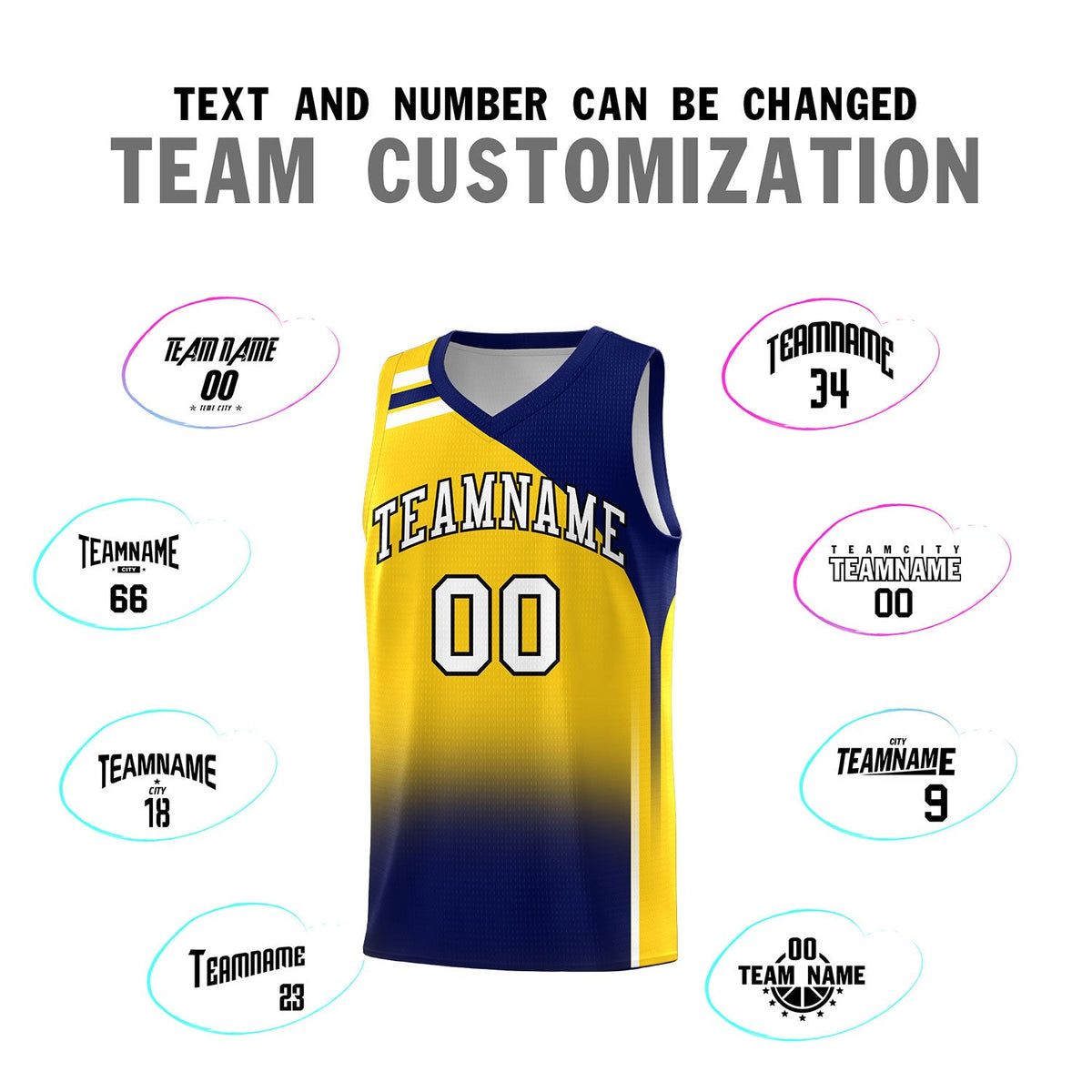 Custom Gold Navy Gradient Fashion Sets Sports Uniform Basketball Jersey