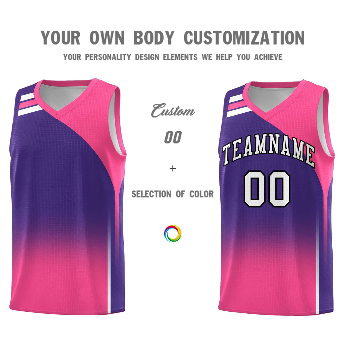 Custom Purple Pink Gradient Fashion Sets Sports Uniform Basketball Jersey