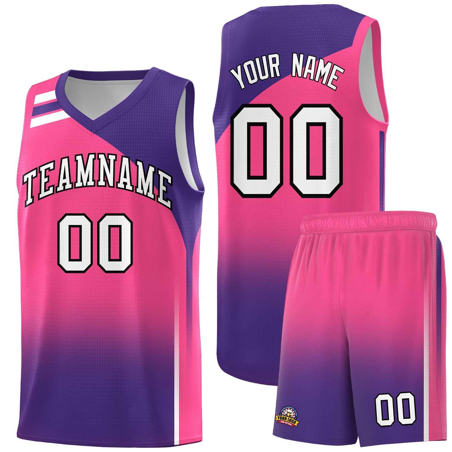 Custom Pink Purple Gradient Fashion Sets Sports Uniform Basketball Jersey