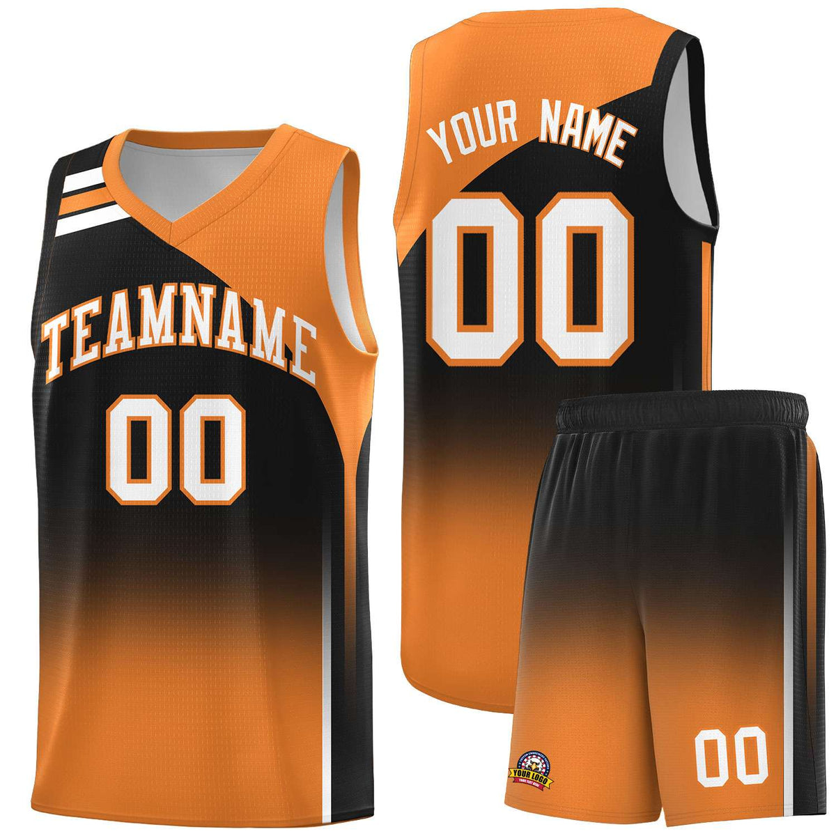 Custom Black Gold Orange Gradient Fashion Sets Sports Uniform Basketball Jersey